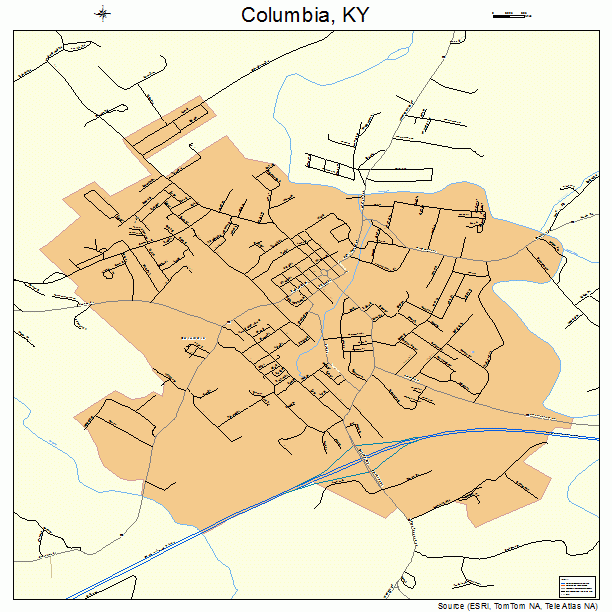 Columbia, KY street map