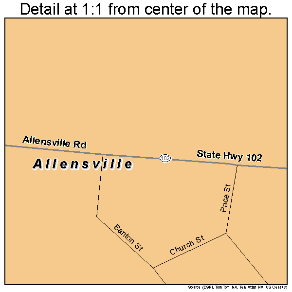 Allensville, Kentucky road map detail