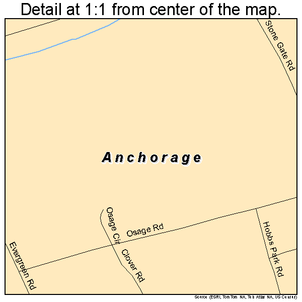 Anchorage, Kentucky road map detail