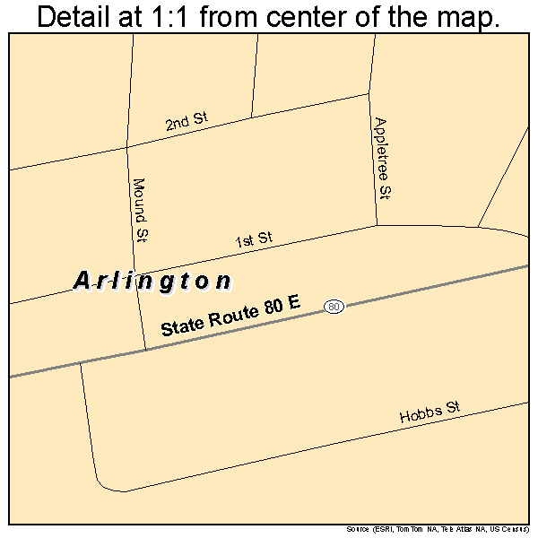 Arlington, Kentucky road map detail