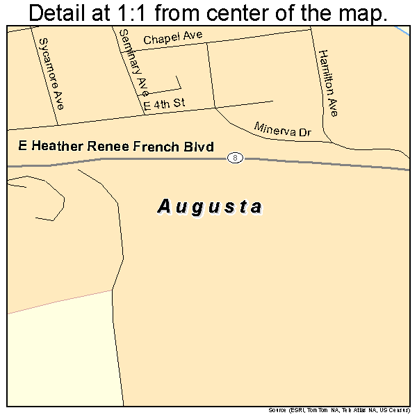 Augusta, Kentucky road map detail