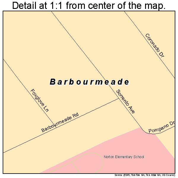 Barbourmeade, Kentucky road map detail