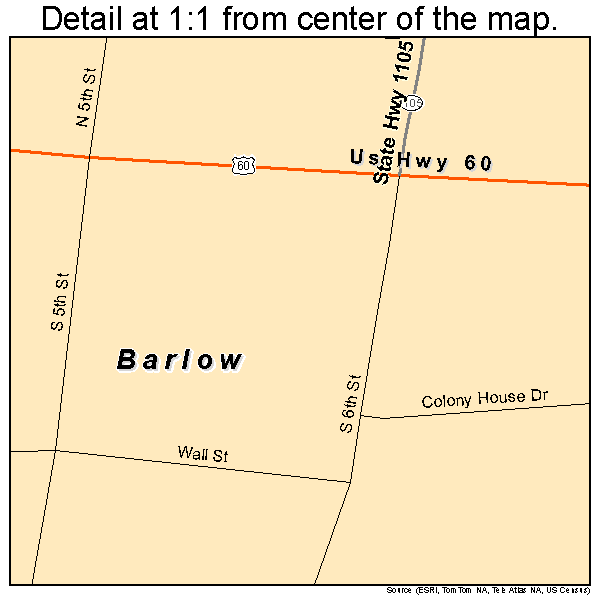 Barlow, Kentucky road map detail