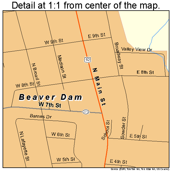 Beaver Dam, Kentucky road map detail