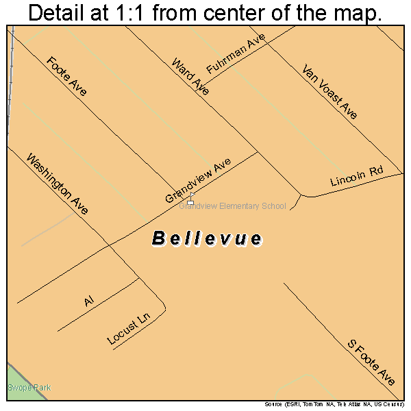 Bellevue, Kentucky road map detail