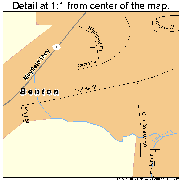 Benton, Kentucky road map detail