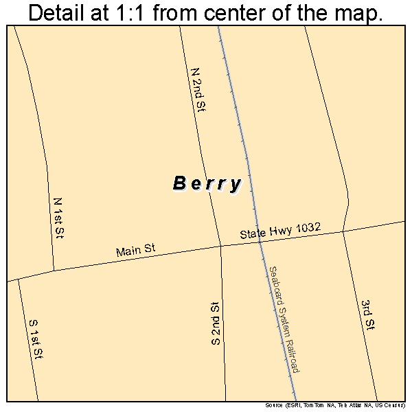 Berry, Kentucky road map detail