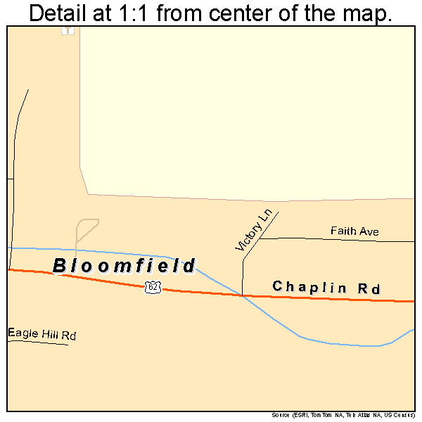 Bloomfield, Kentucky road map detail