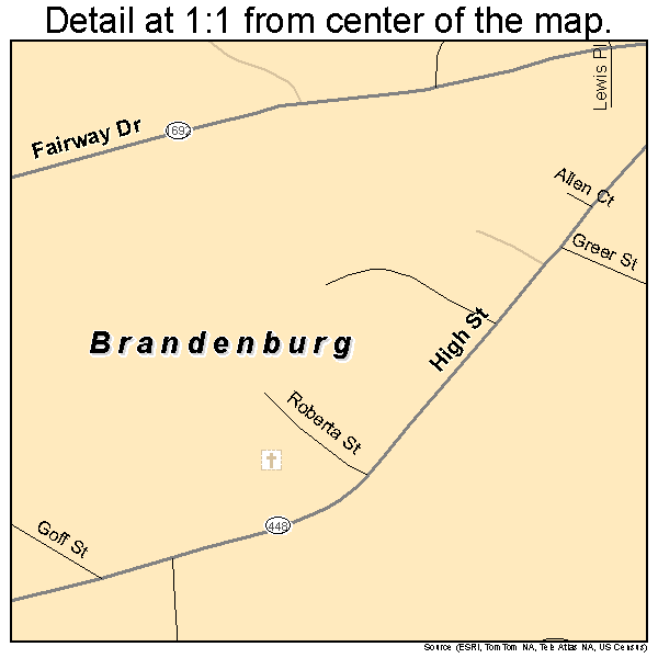 Brandenburg, Kentucky road map detail