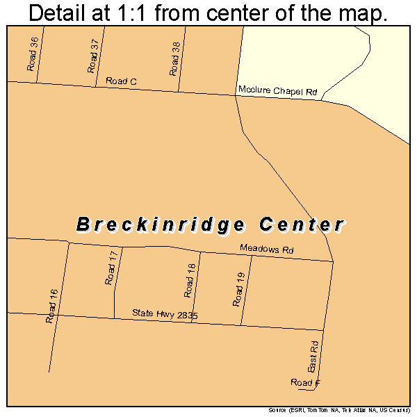 Breckinridge Center, Kentucky road map detail