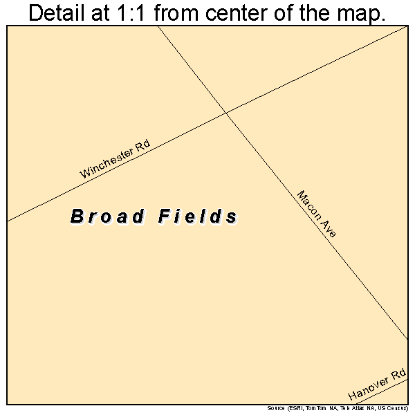 Broad Fields, Kentucky road map detail