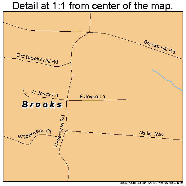 Brooks, Kentucky road map detail