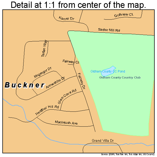 Buckner, Kentucky road map detail