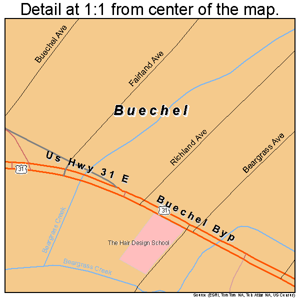 Buechel, Kentucky road map detail
