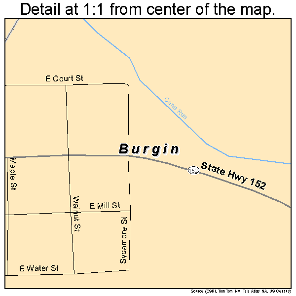 Burgin, Kentucky road map detail