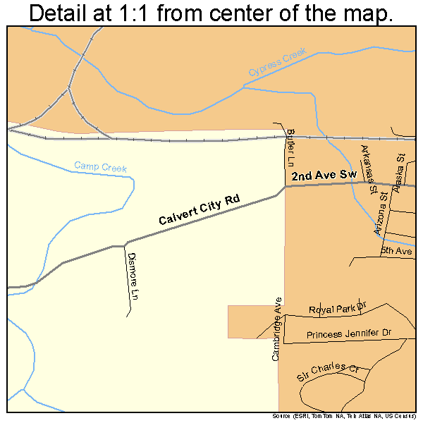 Calvert City, Kentucky road map detail