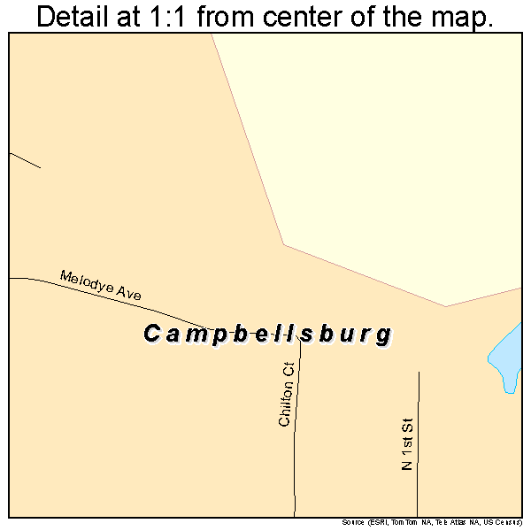 Campbellsburg, Kentucky road map detail