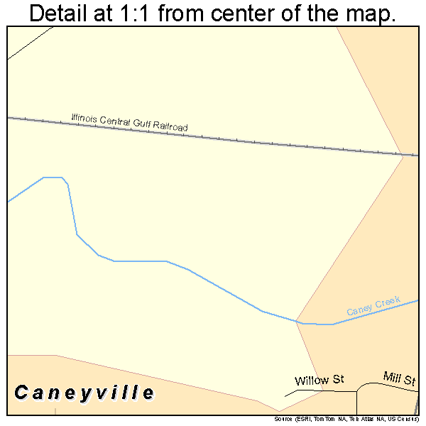 Caneyville, Kentucky road map detail