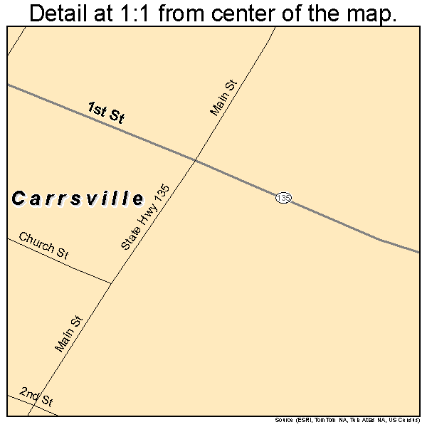 Carrsville, Kentucky road map detail