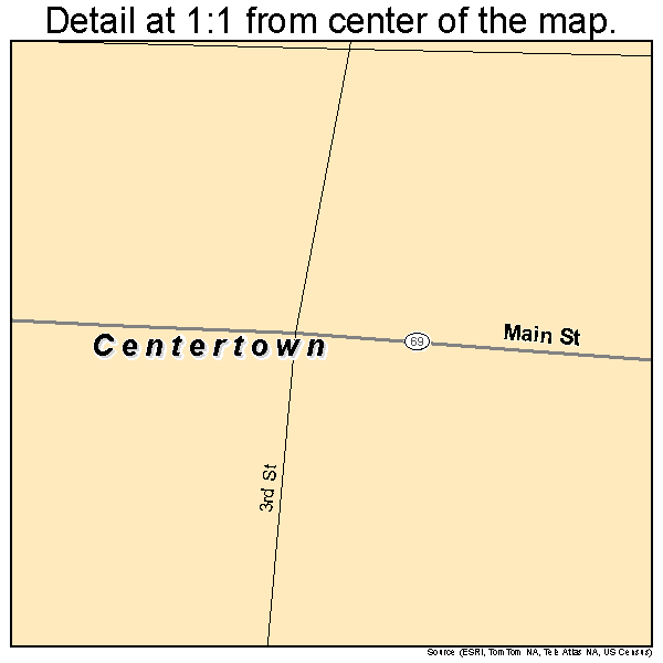 Centertown, Kentucky road map detail