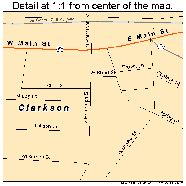 Clarkson, Kentucky road map detail