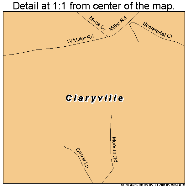 Claryville, Kentucky road map detail