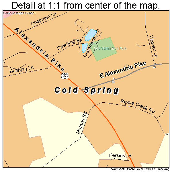 Cold Spring, Kentucky road map detail