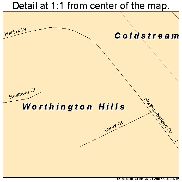 Coldstream, Kentucky road map detail