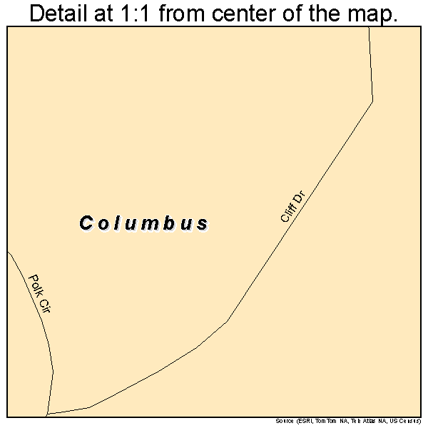 Columbus, Kentucky road map detail
