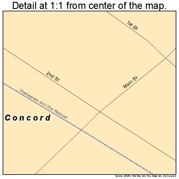 Concord, Kentucky road map detail