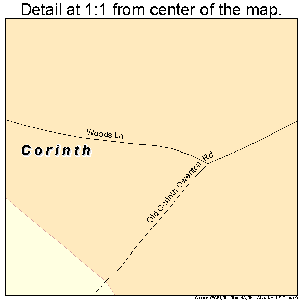 Corinth, Kentucky road map detail