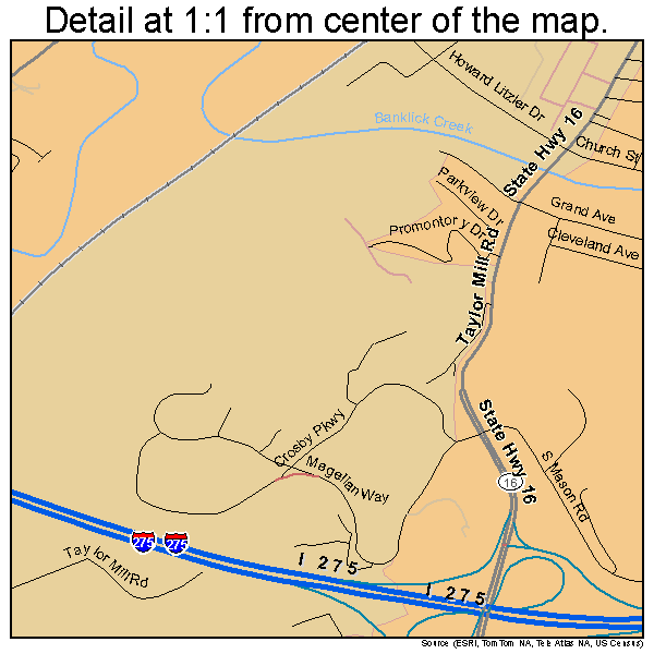 Covington, Kentucky road map detail