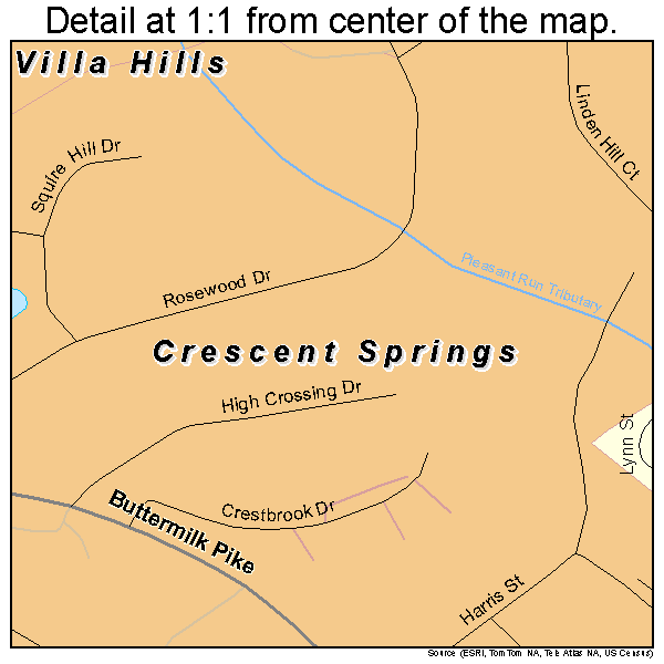 Crescent Springs, Kentucky road map detail