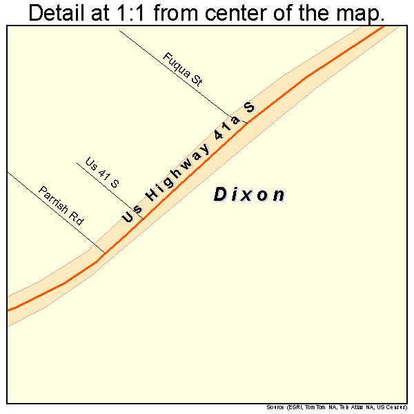 Dixon, Kentucky road map detail