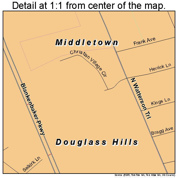 Douglass Hills, Kentucky road map detail