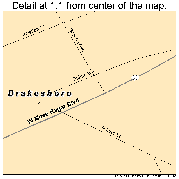 Drakesboro, Kentucky road map detail