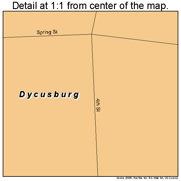 Dycusburg, Kentucky road map detail