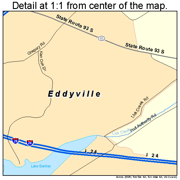 Eddyville, Kentucky road map detail