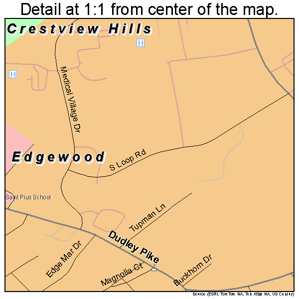 Edgewood, Kentucky road map detail