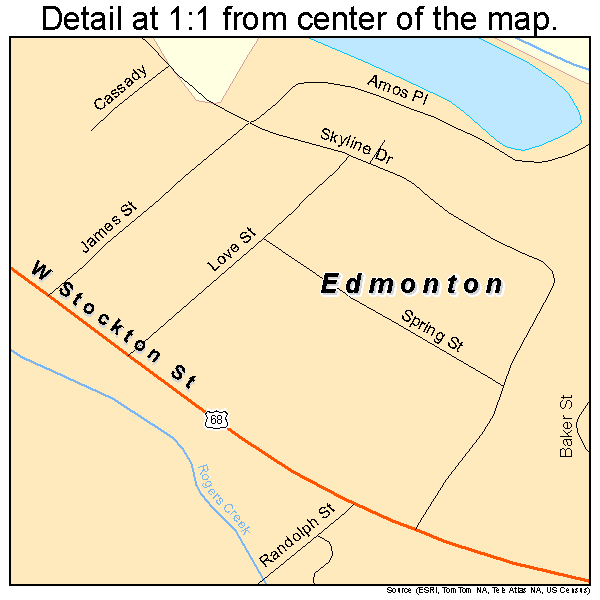 Edmonton, Kentucky road map detail
