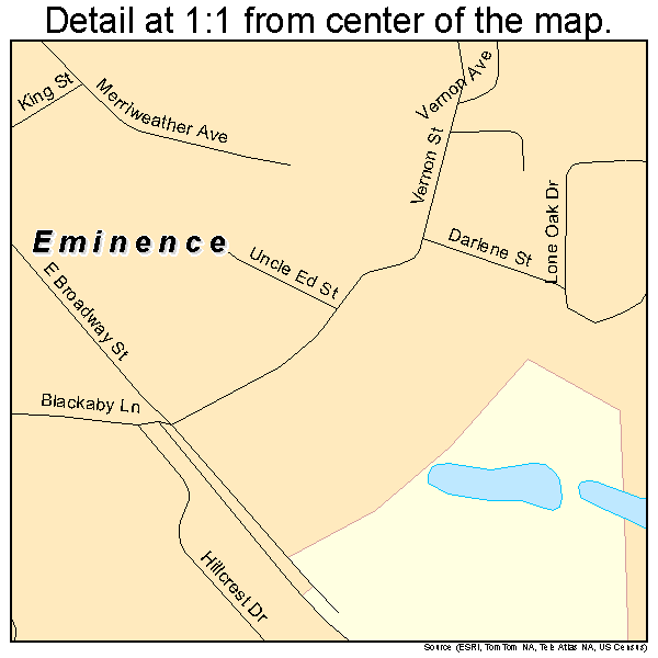 Eminence, Kentucky road map detail