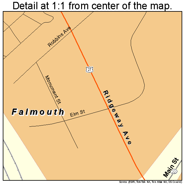 Falmouth, Kentucky road map detail