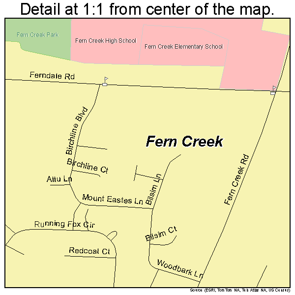 Fern Creek, Kentucky road map detail