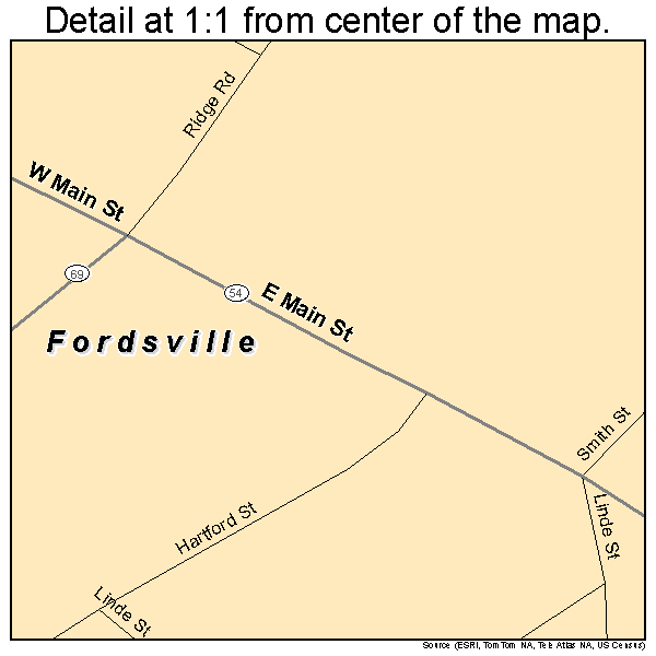 Fordsville, Kentucky road map detail