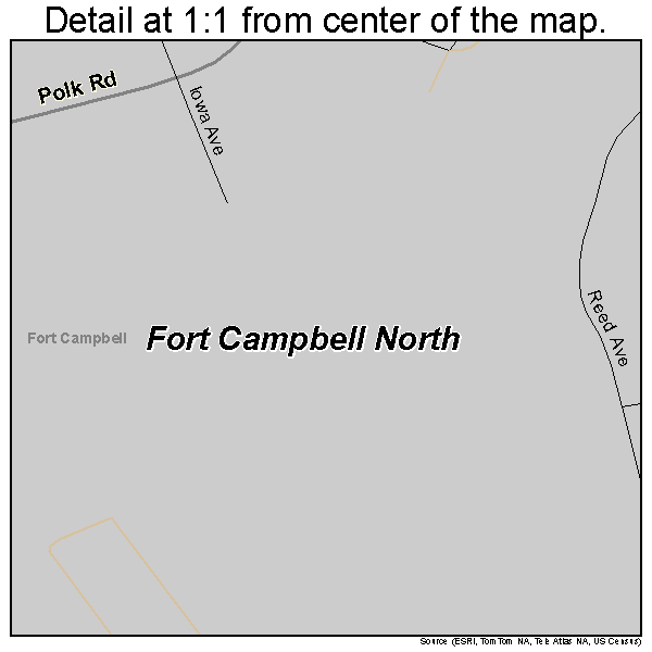 Fort Campbell North, Kentucky road map detail