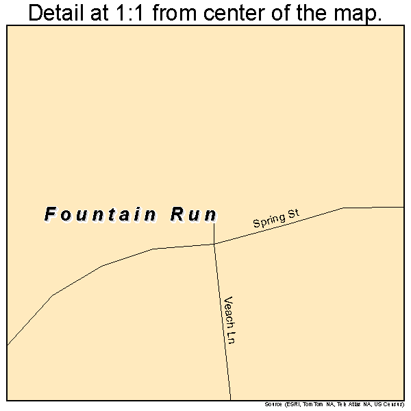 Fountain Run, Kentucky road map detail