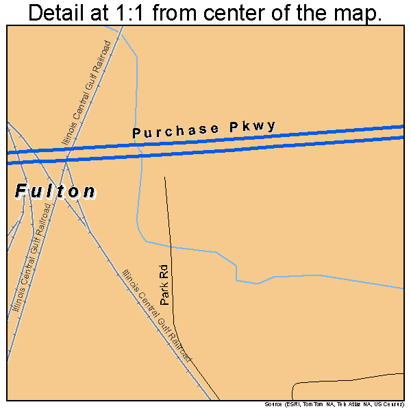 Fulton, Kentucky road map detail