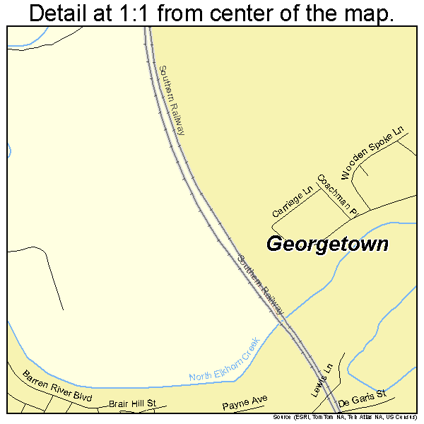 Georgetown, Kentucky road map detail