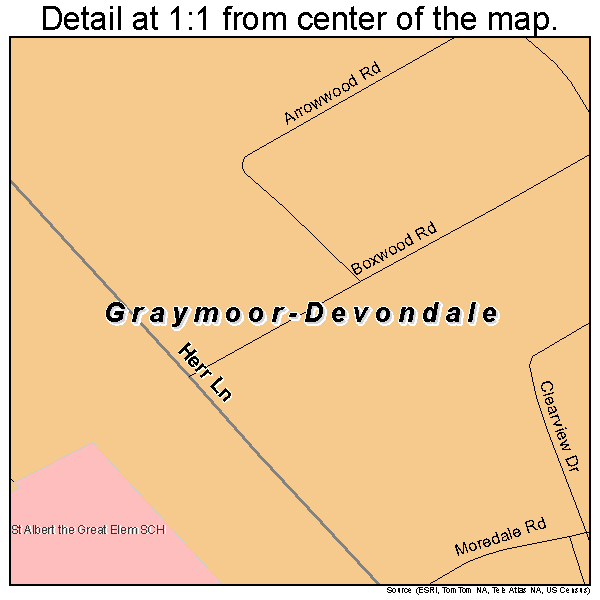 Graymoor-Devondale, Kentucky road map detail