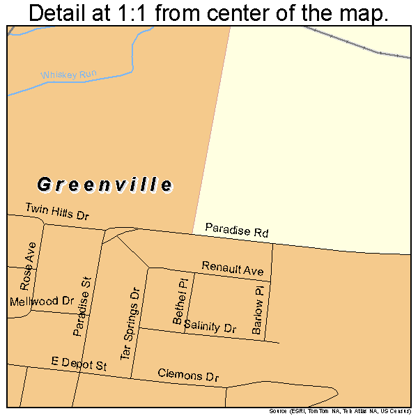 Greenville, Kentucky road map detail